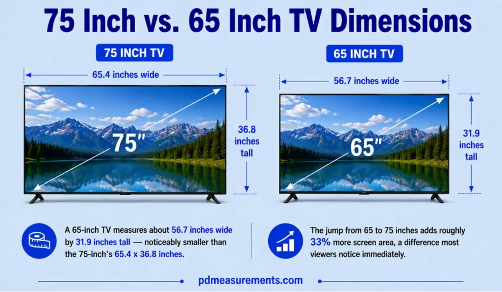 75 Inch vs. 65 Inch TV Dimensions