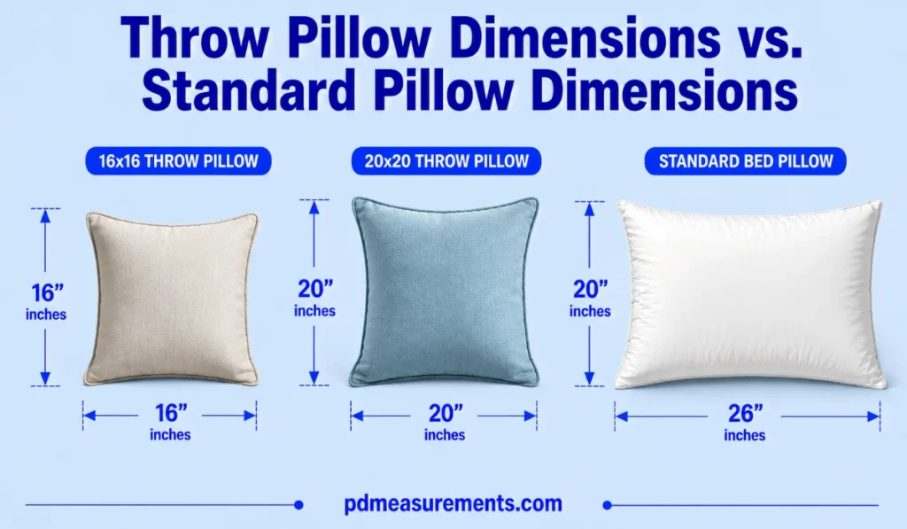 Throw Pillow Dimensions vs. Standard Pillow Dimensions
