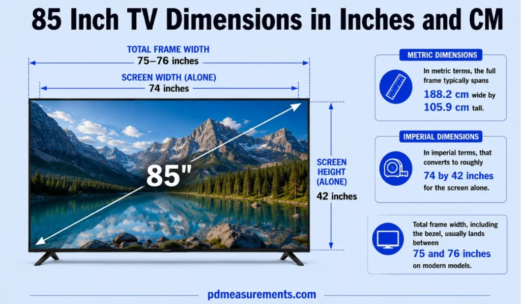 85 Inch TV Dimensions in Inches and CM