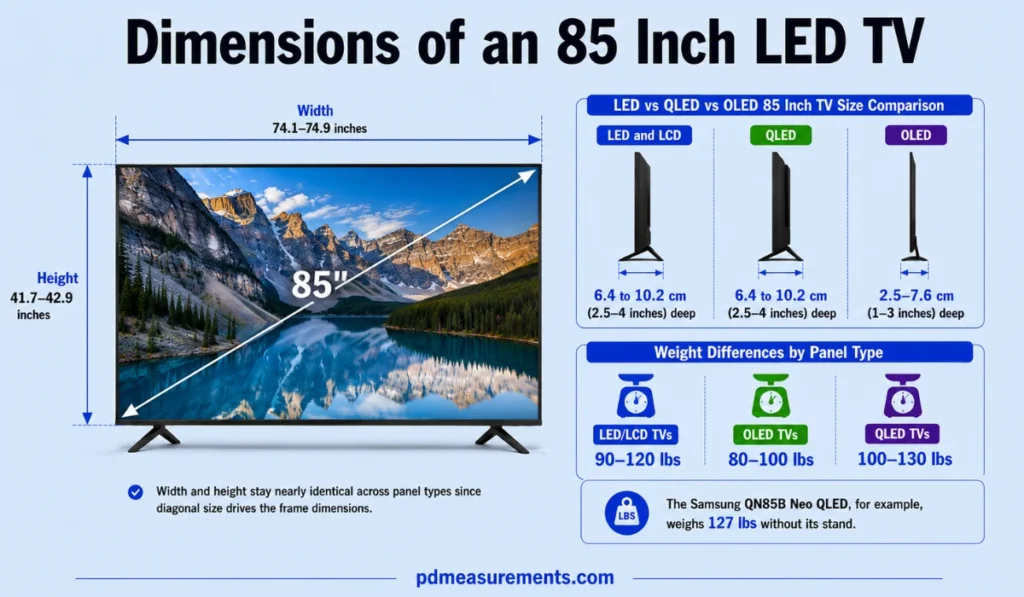 Dimensions of an 85 Inch LED TV