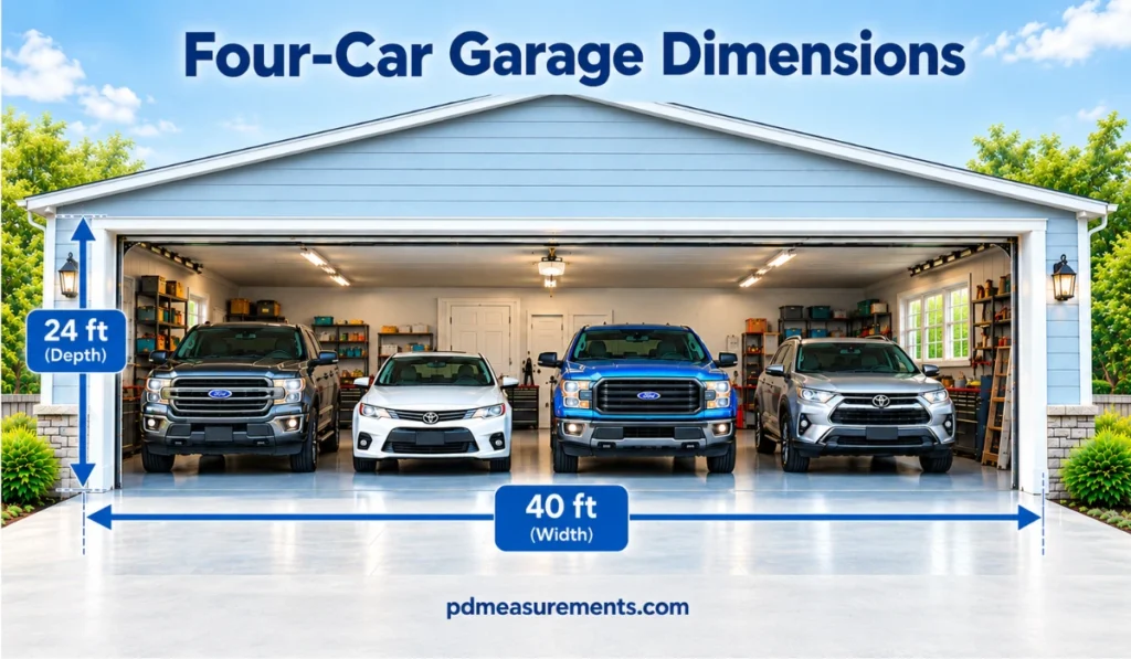 Four-Car Garage Dimensions