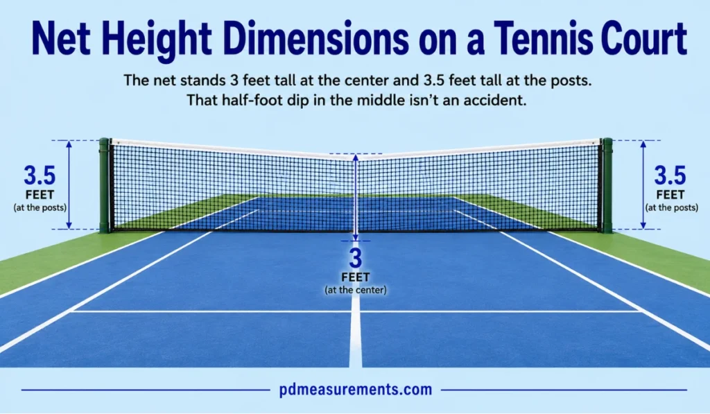 Net Height Dimensions on a Tennis Court
