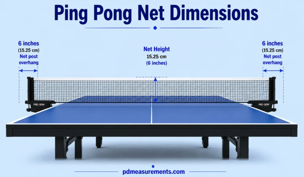 Ping Pong Net Dimensions