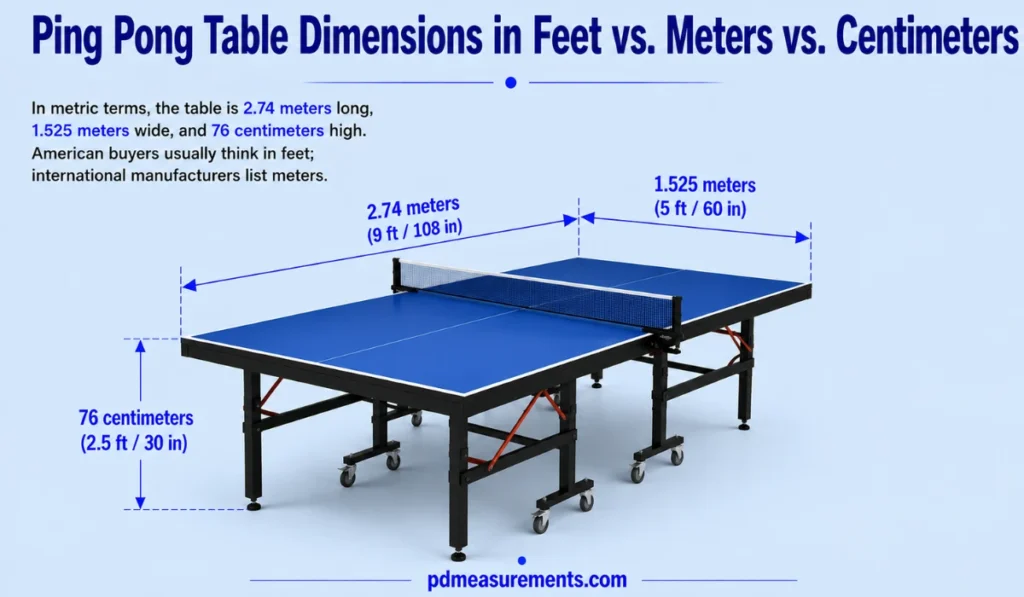 Ping Pong Table Dimensions in Feet vs. Meters vs. Centimeters