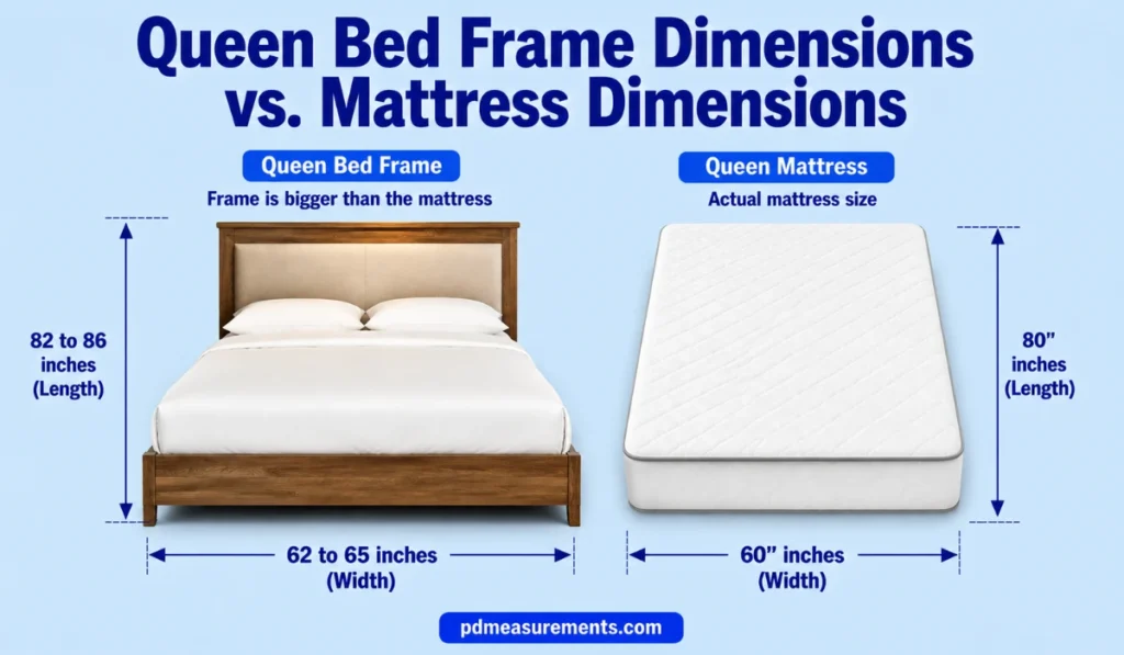 queen-bed-frame-vs-mattress-dimensions